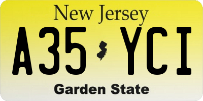 NJ license plate A35YCI