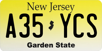NJ license plate A35YCS