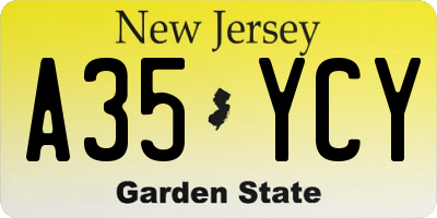 NJ license plate A35YCY
