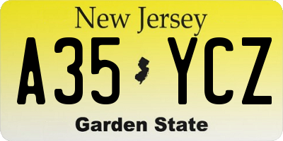 NJ license plate A35YCZ