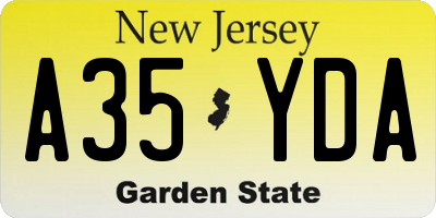 NJ license plate A35YDA