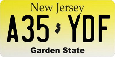 NJ license plate A35YDF