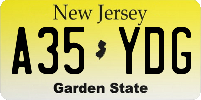 NJ license plate A35YDG