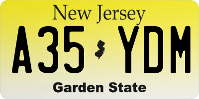 NJ license plate A35YDM