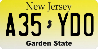NJ license plate A35YDO