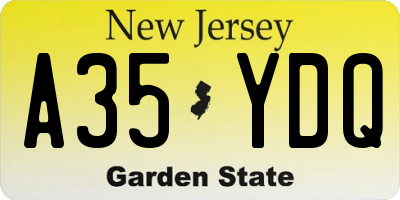 NJ license plate A35YDQ