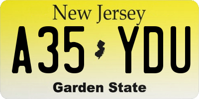 NJ license plate A35YDU