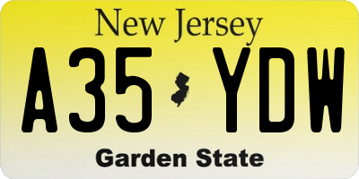 NJ license plate A35YDW
