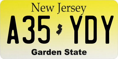 NJ license plate A35YDY