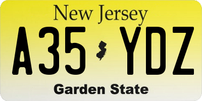NJ license plate A35YDZ