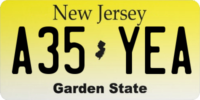 NJ license plate A35YEA