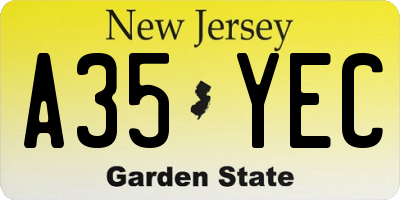 NJ license plate A35YEC