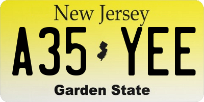 NJ license plate A35YEE