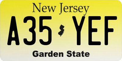 NJ license plate A35YEF