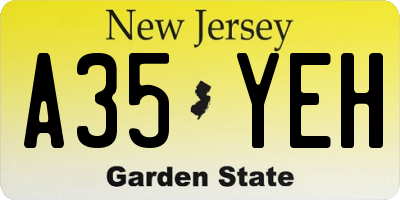 NJ license plate A35YEH