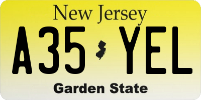 NJ license plate A35YEL
