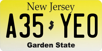 NJ license plate A35YEO