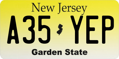 NJ license plate A35YEP