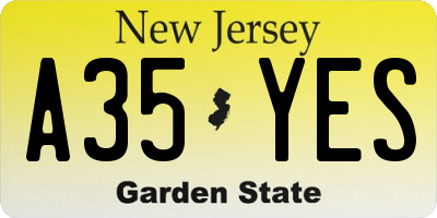 NJ license plate A35YES