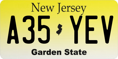 NJ license plate A35YEV