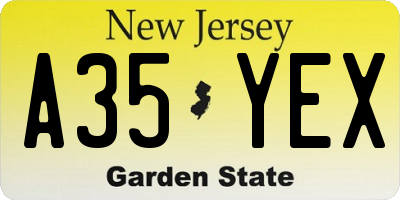 NJ license plate A35YEX