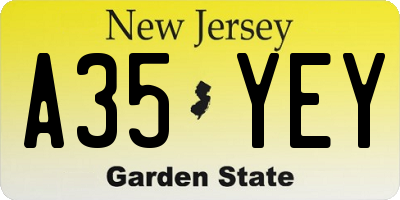 NJ license plate A35YEY