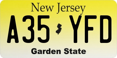NJ license plate A35YFD
