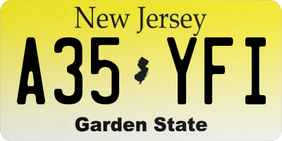 NJ license plate A35YFI