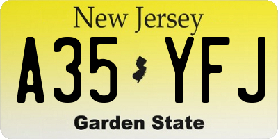 NJ license plate A35YFJ