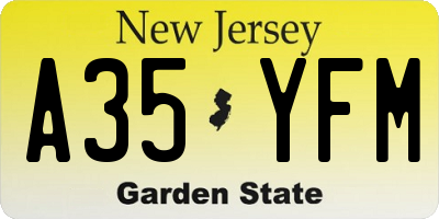 NJ license plate A35YFM