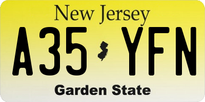 NJ license plate A35YFN