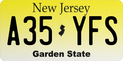 NJ license plate A35YFS