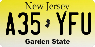 NJ license plate A35YFU