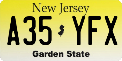 NJ license plate A35YFX