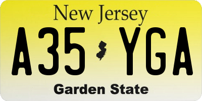 NJ license plate A35YGA