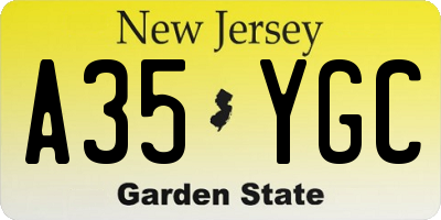 NJ license plate A35YGC