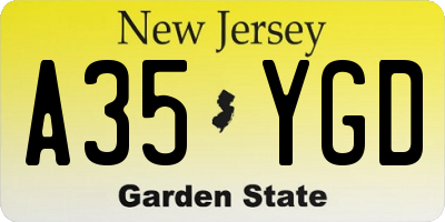 NJ license plate A35YGD