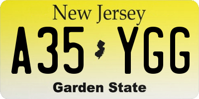 NJ license plate A35YGG