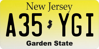 NJ license plate A35YGI