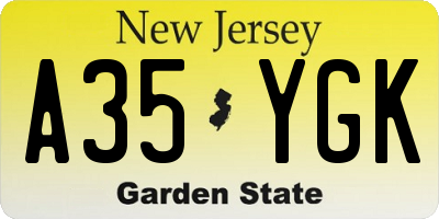 NJ license plate A35YGK