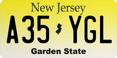 NJ license plate A35YGL