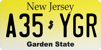 NJ license plate A35YGR