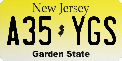 NJ license plate A35YGS