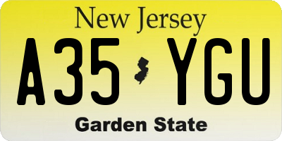 NJ license plate A35YGU