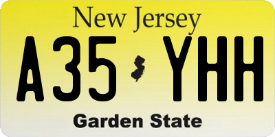NJ license plate A35YHH