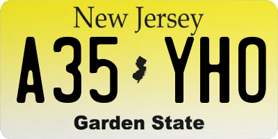 NJ license plate A35YHO