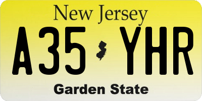 NJ license plate A35YHR