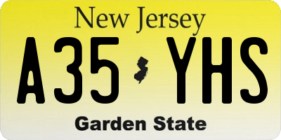 NJ license plate A35YHS