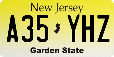 NJ license plate A35YHZ