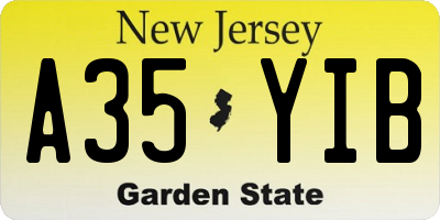NJ license plate A35YIB